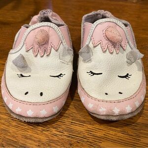 Robeez Adorable Pink Unicorn leather Shoes 12-18 months